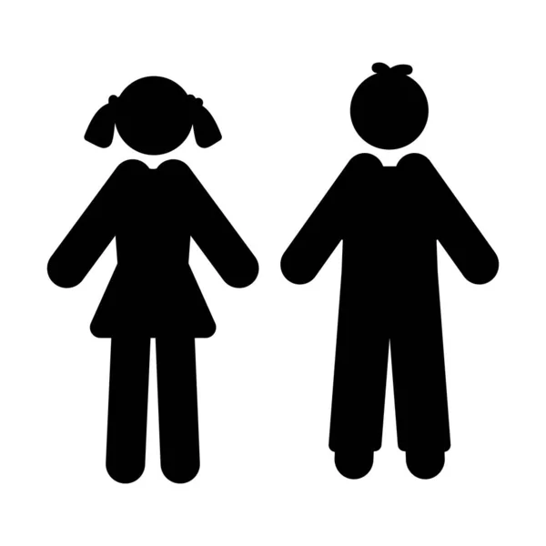 现代女孩和男孩的图标孤立在白色背景 平面矢量图解 — 图库矢量图片