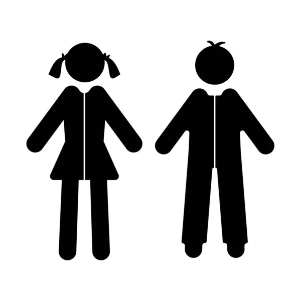现代女孩和男孩的图标孤立在白色背景 平面矢量图解 — 图库矢量图片