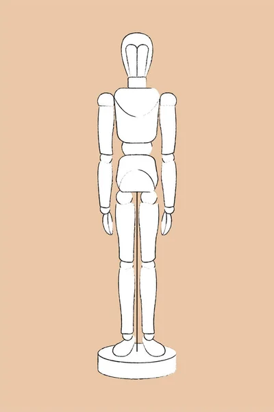 Esquisse Mannequin Bois Isolée Position Base Illustration Vectorielle — Image vectorielle