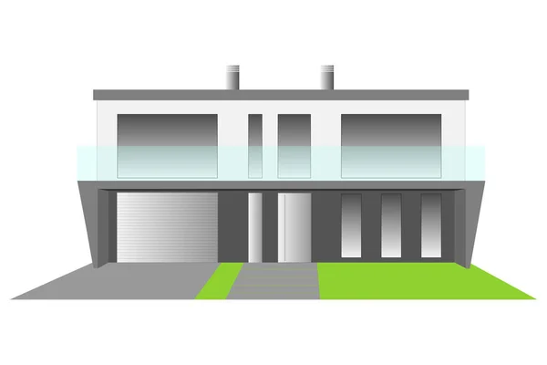 Vista Frontal Una Casa Exclusiva Moderna Diseño Plano Ilustración Vectorial — Vector de stock