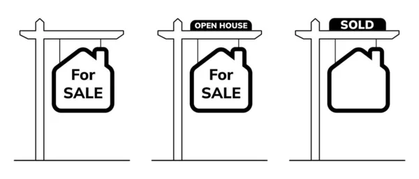 Conjunto Para Venda Ícone Sinal Imobiliário Ilustração Vetorial —  Vetores de Stock