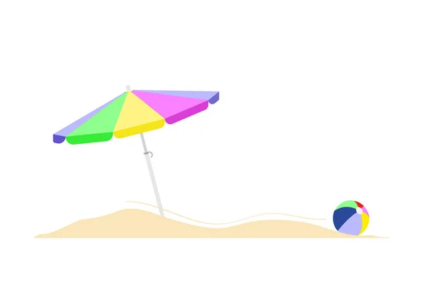 Parapluie Plage Coloré Sur Plage Sable Fin Balle Isolée Sur — Image vectorielle