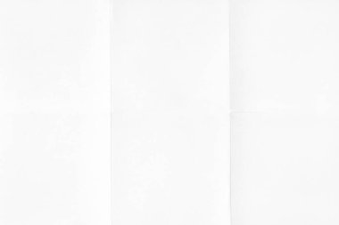 Beyaz buruşmuş kağıt yaprak dokusu arka planı. Kağıt altıda katlandı. Tam çerçeve