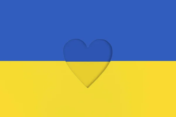 Ukraine Flag Printed Cardboard Die Cut Heart Shape Top View — 스톡 사진