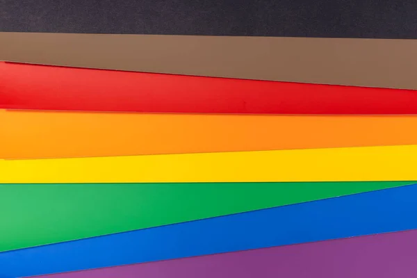 Novo Fundo Bandeira Arco Íris Lgbt Com Listras Pretas Marrom — Fotografia de Stock