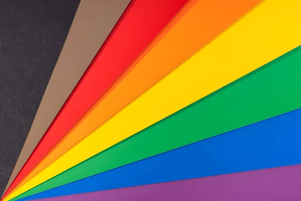 Neuer Hintergrund Der Lgbt Regenbogenflagge Mit Schwarzen Und Braunen Streifen — Stockfoto
