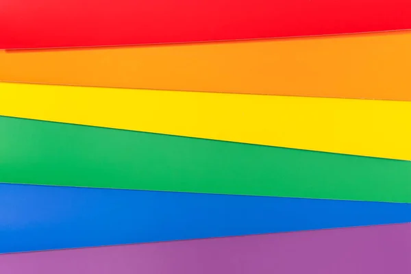 Fundo Bandeira Arco Íris Lgbt Grupo Papelão Colorido Bandeira Orgulho — Fotografia de Stock