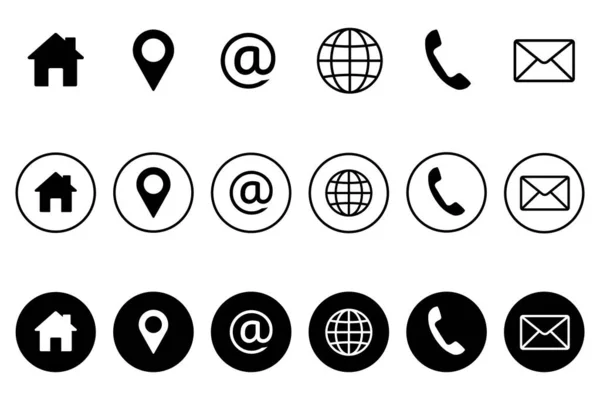 Свяжитесь Нами Набор Иконок Веб Мобильных Телефонов Коммуникационный Набор Плоская — стоковый вектор