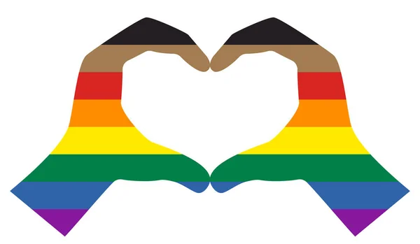 Gesture Hands Folded Heart New Pride Flag Icon Isolated White — Διανυσματικό Αρχείο