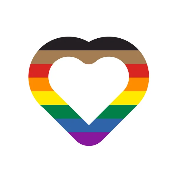 Nuevo Icono Bandera Pride Forma Corazón Aislado Sobre Fondo Blanco — Archivo Imágenes Vectoriales