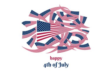 El sallayan Amerikan bayrağı grubu beyazın üzerinde izole edildi. 4 Temmuz Bağımsızlık Günü konsepti. Düz vektör illüstrasyonu