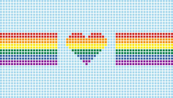Bandeira Orgulho Fundo Forma Coração Verão Piscina Mosaico Estilo Pixel — Vetor de Stock