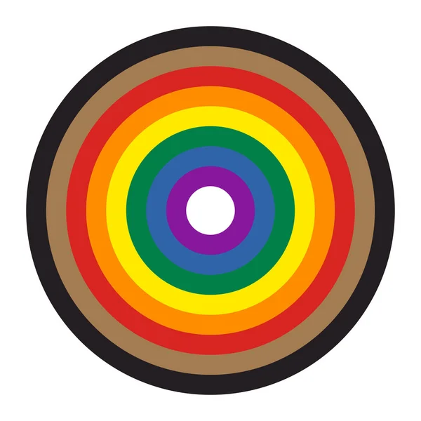 Pride Flagge Rainbow Mit Schwarzen Und Braunen Streifen Isoliert Auf — Stockvektor