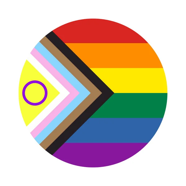 Circle Rainbow Symbol Mit Neuer Progress Pride Flagge Symbol Der — Stockvektor