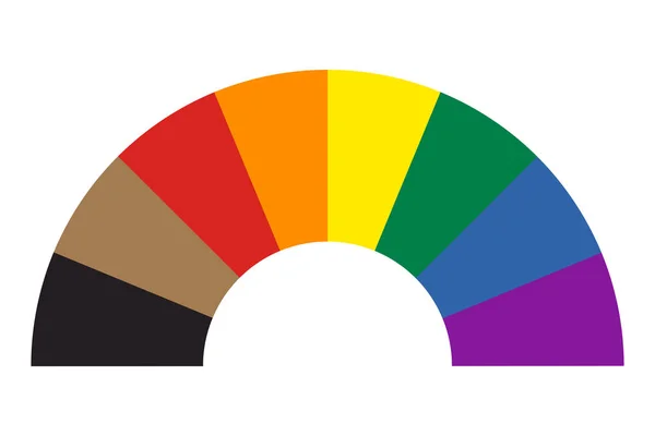 Regenbogen Symbol Mit Farben Sektorstil Schwarze Und Braune Streifen Stolze — Stockvektor