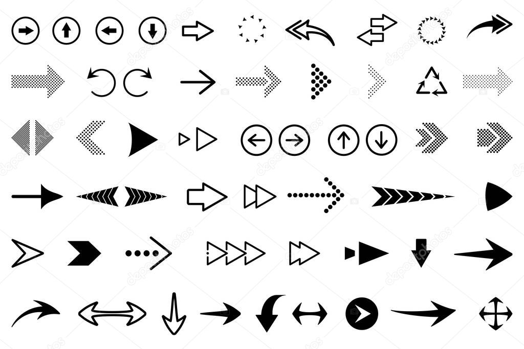 Arrow collection icon set. Modern simple arrows Flat vector illustration