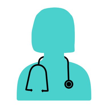 Steteskop ikonu olan kadın doktor. Düz vektör illüstrasyonu