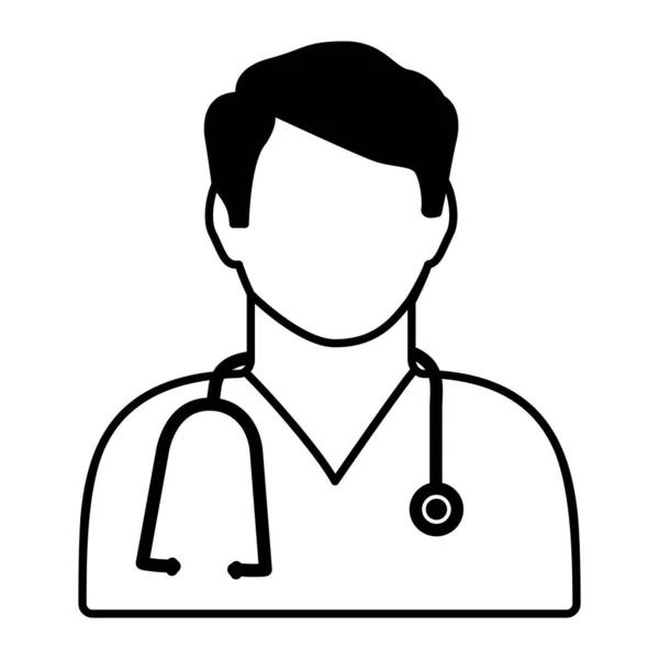 Doctor Icon Man Stethoscope Symbol Flat Vector Illustration — Stock Vector