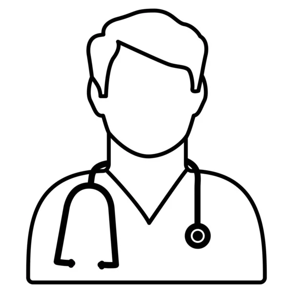Doctor Icon Man Stethoscope Symbol Flat Vector Illustration — Stock Vector