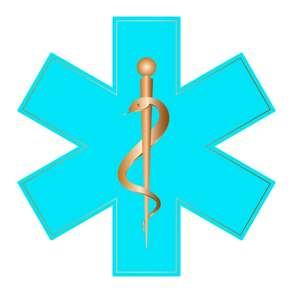 Medical Symbol Emergency Star Life Rod Asclepius Vector Illustration — Stock Vector