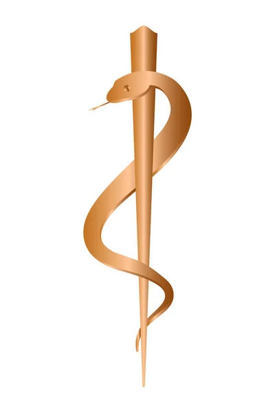 Rod Asclepius Ícone Farmácia Isolado Branco Símbolo Farmácia Medicina Símbolo —  Vetores de Stock