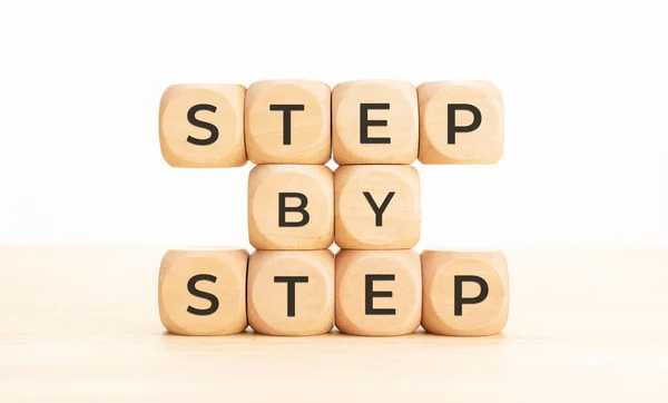 Step Step Message Wooden Block Shape — Fotografia de Stock