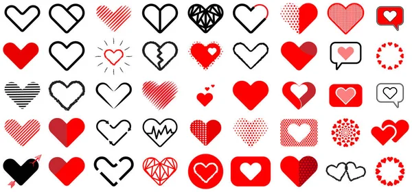 Conjunto Ícone Forma Coração Coleção Símbolo Coração Dia Amor Ilustração —  Vetores de Stock