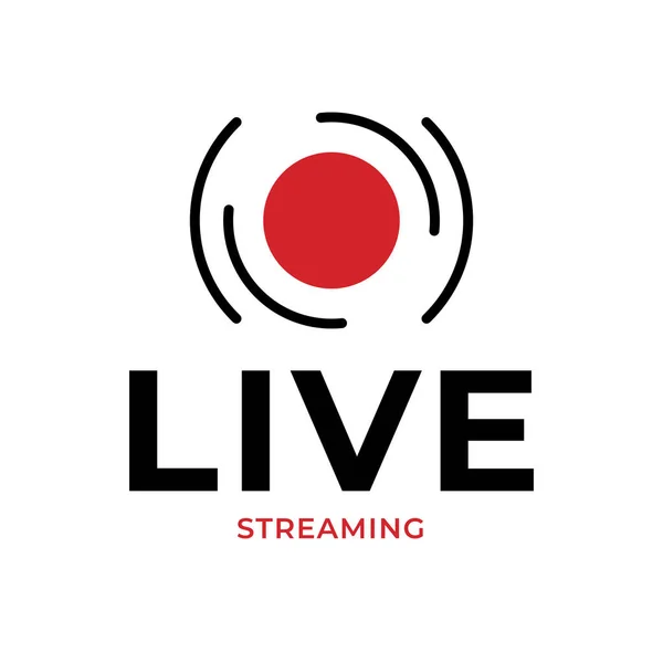 Live Streaming Symbol Icon Red Button Flat Design Vector Illustration — Vettoriale Stock
