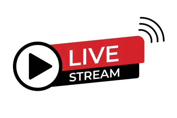 Live Stream Icon Play Symbol Online Stream Sign Flat Simple — Stok Vektör