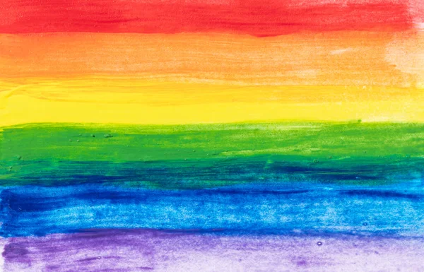 Rainbow pride flag hand painted with watercolors. Abstract LGBT Rainbow flag background. Full frame