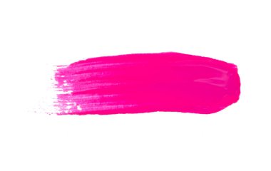 Acrylic magenta paint stroke isolated on white background