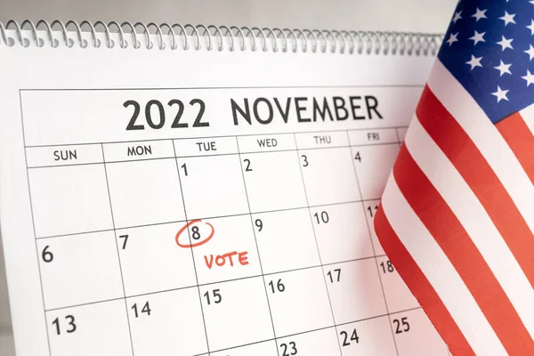 Νοέμβριος 2022 Ηπα Ψηφίστε Έννοια Ημέρα Ημερολόγιο Γραφείου Νοεμβρίου Σημειώνονται — Φωτογραφία Αρχείου