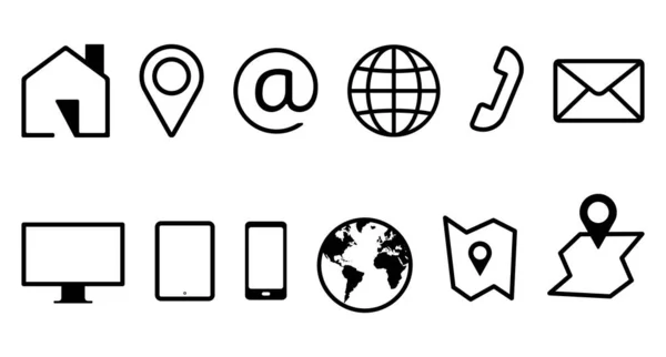 Business Contact Icon Set Group Communication Symbols Web Mobile App — Stockový vektor