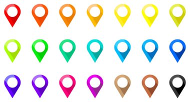 Colorful set of map pin icon. Location pin symbol. Vector illustration