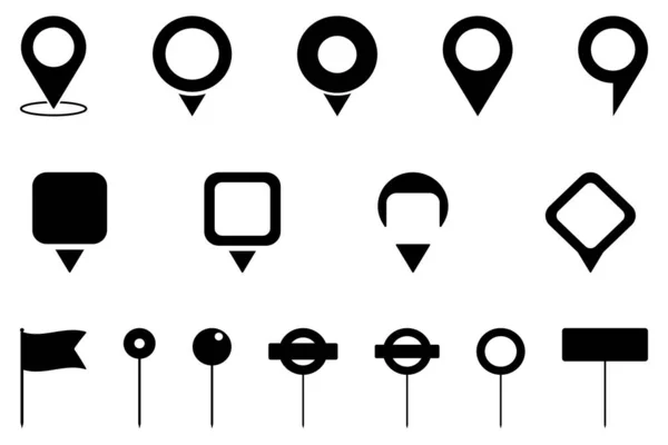 Icon Set Map Pin Location Pin Symbol Flat Vector Illustration — Stockový vektor