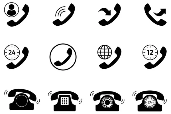 Telephone Icon Set Collection Telephone Symbols Flat Vector Illustration — Stock Vector