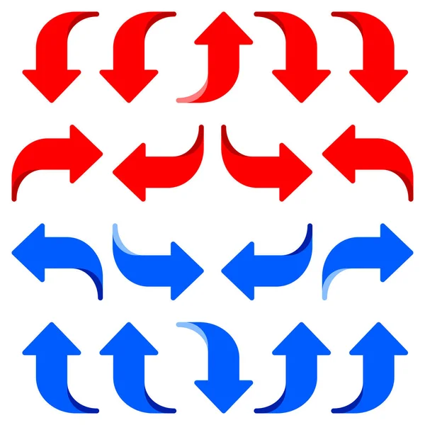 Directional Turning Arrow Icon Set Right Left Direction Vector Illustration — 图库矢量图片