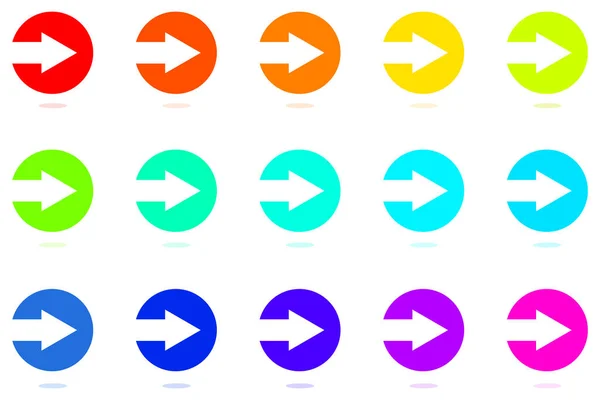 Directional Arrow Icon Set Colorful Arrow Symbol Button Vector Illustration — Stock Vector