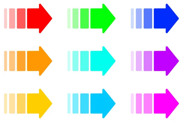 Directional Arrow Icon Set Motion Colorful Arrow Symbol Gradient Style — 图库矢量图片