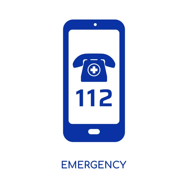 Emergency Call Icon 112 Help Phone Sign Flat Vector Illustration —  Vetores de Stock