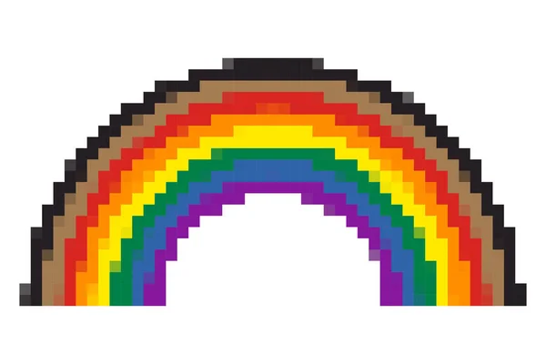 Σημαία Rainbow Μαύρες Και Καφέ Ρίγες Στυλ Pixel Art Εικονογράφηση — Διανυσματικό Αρχείο