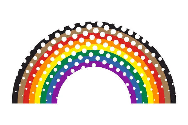 Regenbogenfahne Mit Schwarzen Und Braunen Streifen Halbtonstil Vektorillustration — Stockvektor