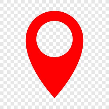 Kırmızı harita iğne simgesi. Konum rozeti sembolü. Düz Vektör illüstrasyonu