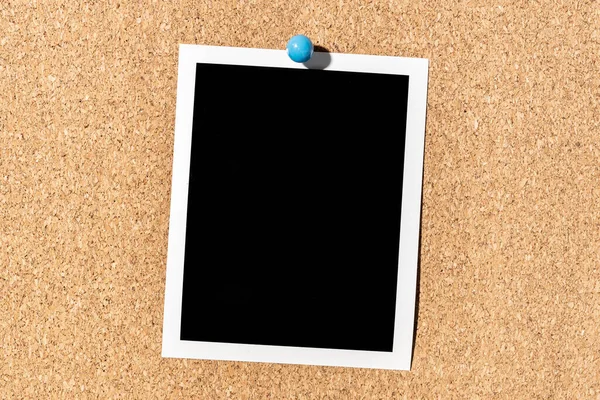 Blank Vintage Instant Photo Frame Pinned Corkboard Template — Stock Photo, Image