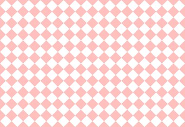 Pembe ve beyaz kareli elmas arkaplansız desen. Vektör illüstrasyonu