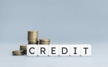 Blok şekli ve birikmiş paralar için kredi sözcüğü. Boşluğu kopyala