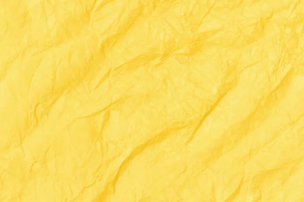 Buruşmuş Kağıt Soyut Arkaplan Dokusu Sarı Renk Tam Çerçeve — Stok fotoğraf