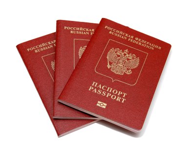 Beyaz arkaplanda Rus pasaportu izole edildi