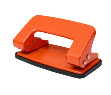 rode kantoor papier perforator geïsoleerd op witte achtergrond