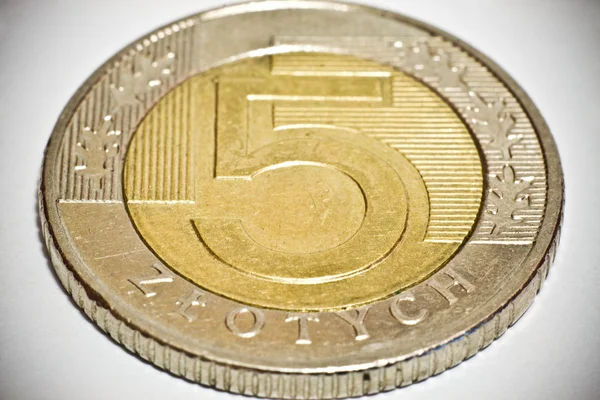 5 Goldmünzen poliert — Stockfoto